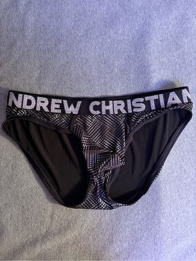 Andrew Christian Black Men's Brief with Branded Waistband